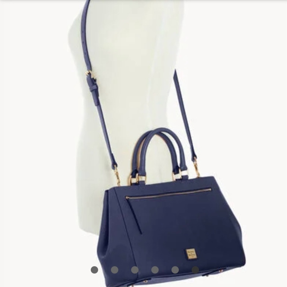 Dooney & Bourke Saffiano Zip Satchel Blue Handbag - Picture 3 of 4